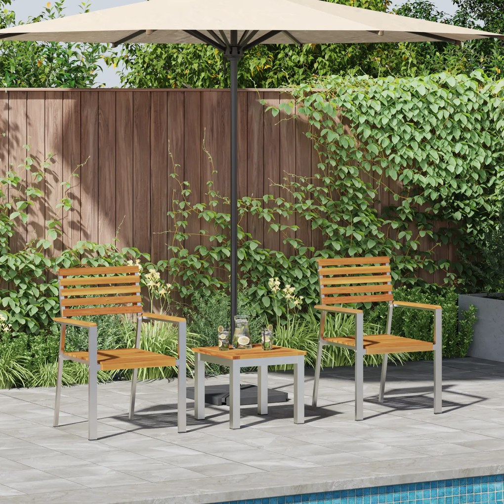 Conjunto de Jantar de Jardim vidaXL 3 Peças Madeira Maciça de Acácia