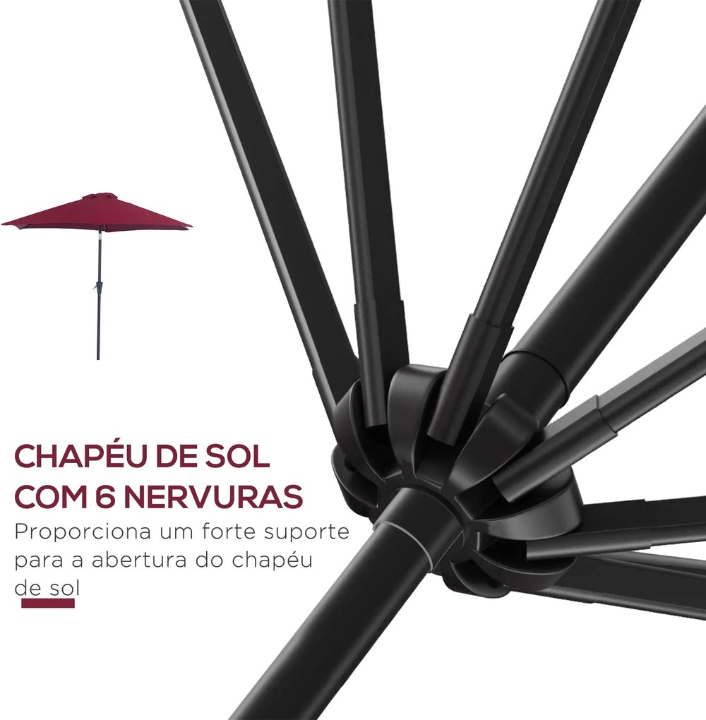 Chapéu de Sol de Jardim Ø270x235cm Chapéu de Sol de Alumínio Reclináve