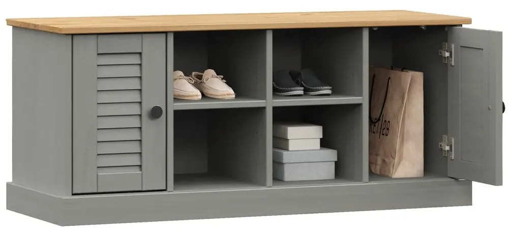 Sapateira VIGO 106x35x45 cm madeira de pinho maciça cinzento