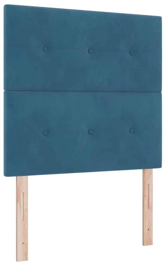 Cama Box Spring com Colchão &amp; Banco Azul Escuro 90x200 cm Veludo