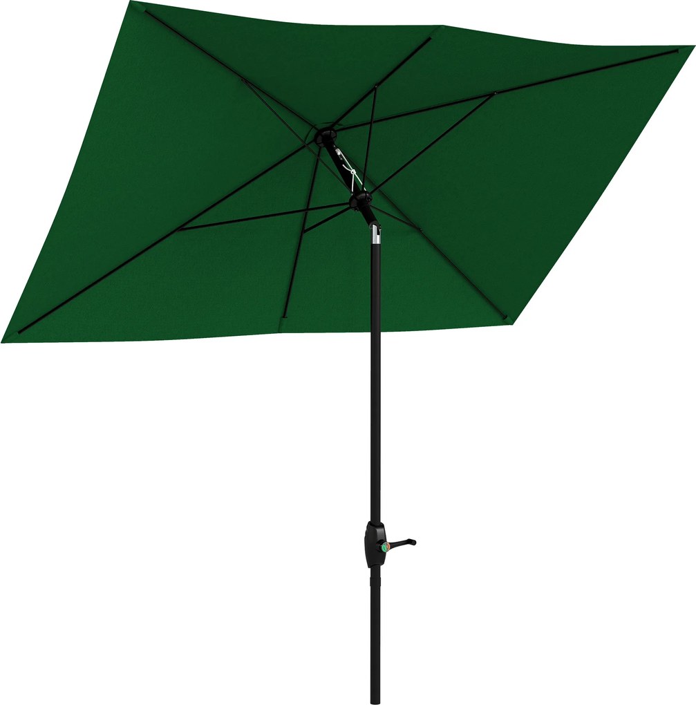 Outsunny Chapéu de Sol Grande para Terraço e Jardim 300x200 cm com Proteção UV50+, Manivela e Teto Ventilado Verde | Aosom Portugal