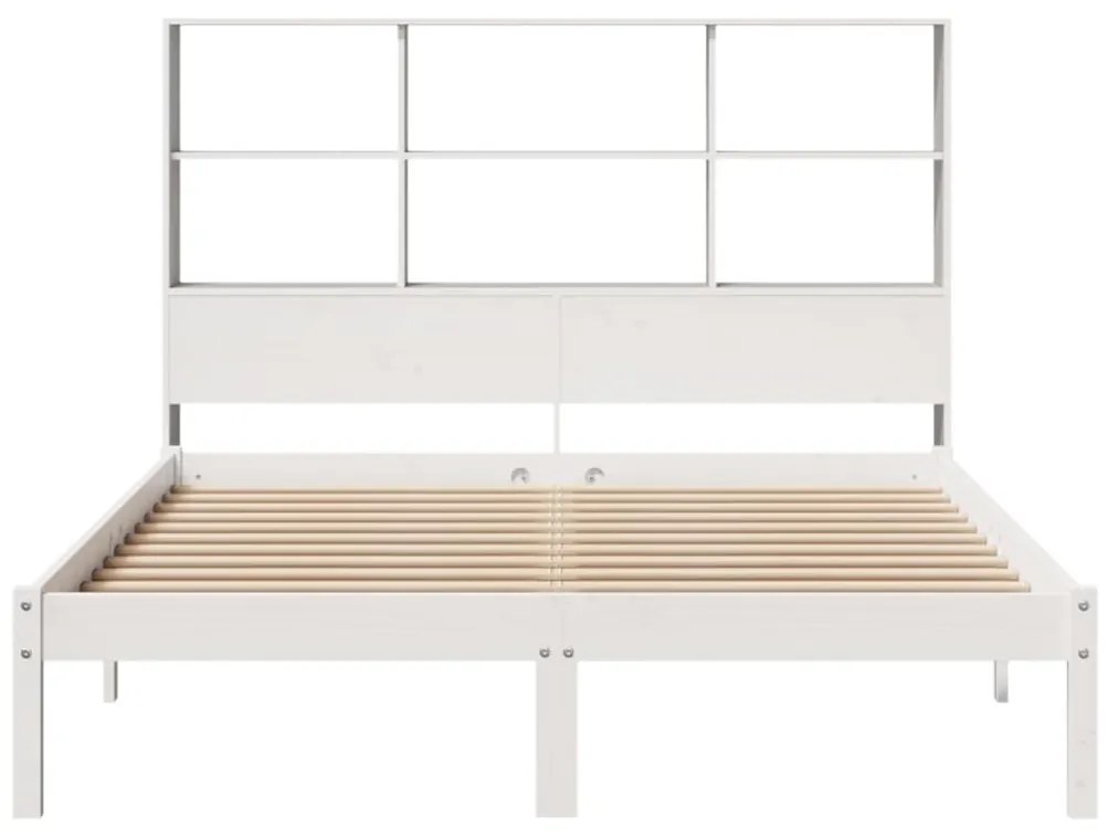 Cama com estante sem colchão 160x200 cm pinho maciço branco