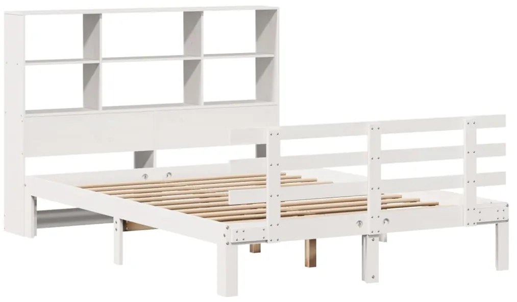Cama com estante sem colchão 160x200 cm pinho maciço branco