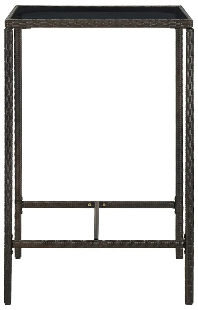 3 pcs conjunto de bar p/ jardim vime PE castanho
