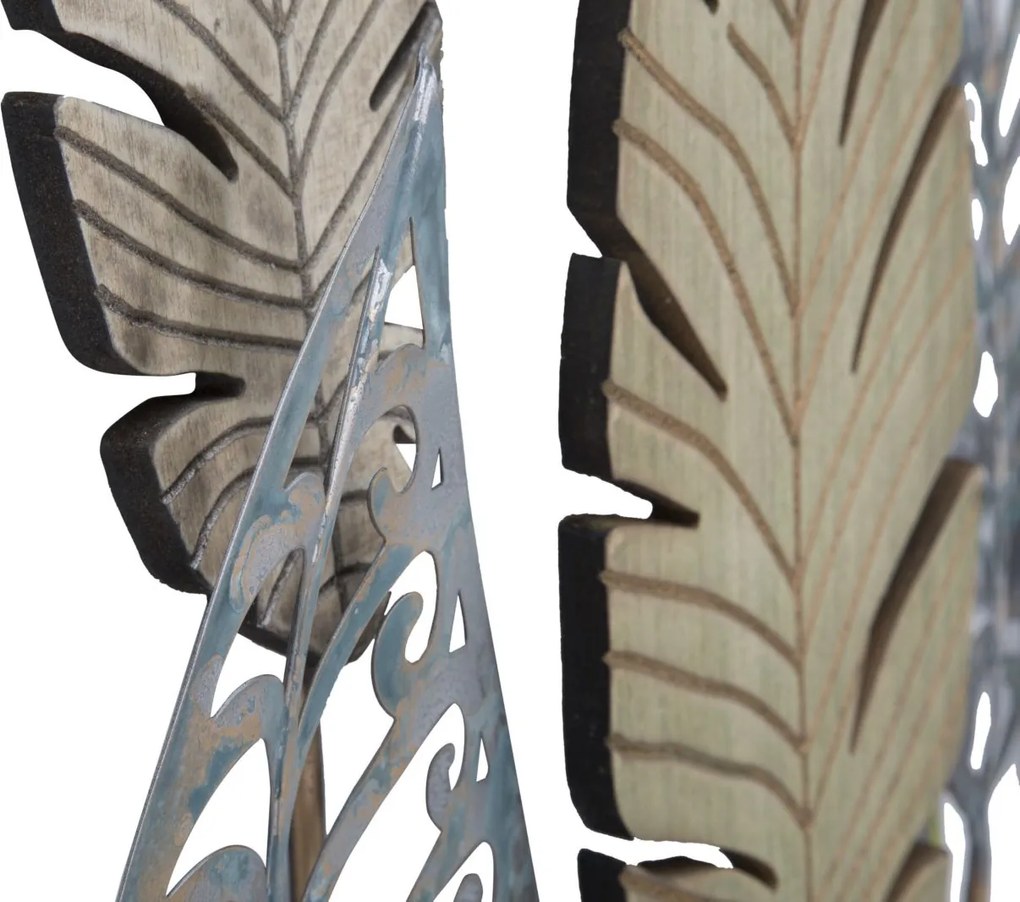 DECORAÇÃO DE PAREDE FOGLIE -C- 75X2,5X87 CM DOURADO E PRATEADO