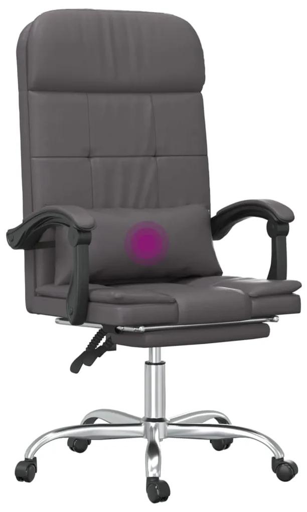 Cadeira escritório massagens reclinável couro artificial cinza
