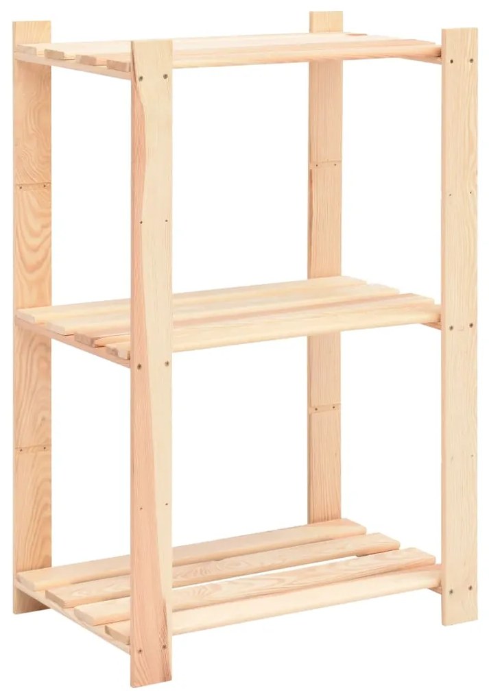 2 unidades arrumação 3 prateleiras 60x38x90cm pinho 150 kg