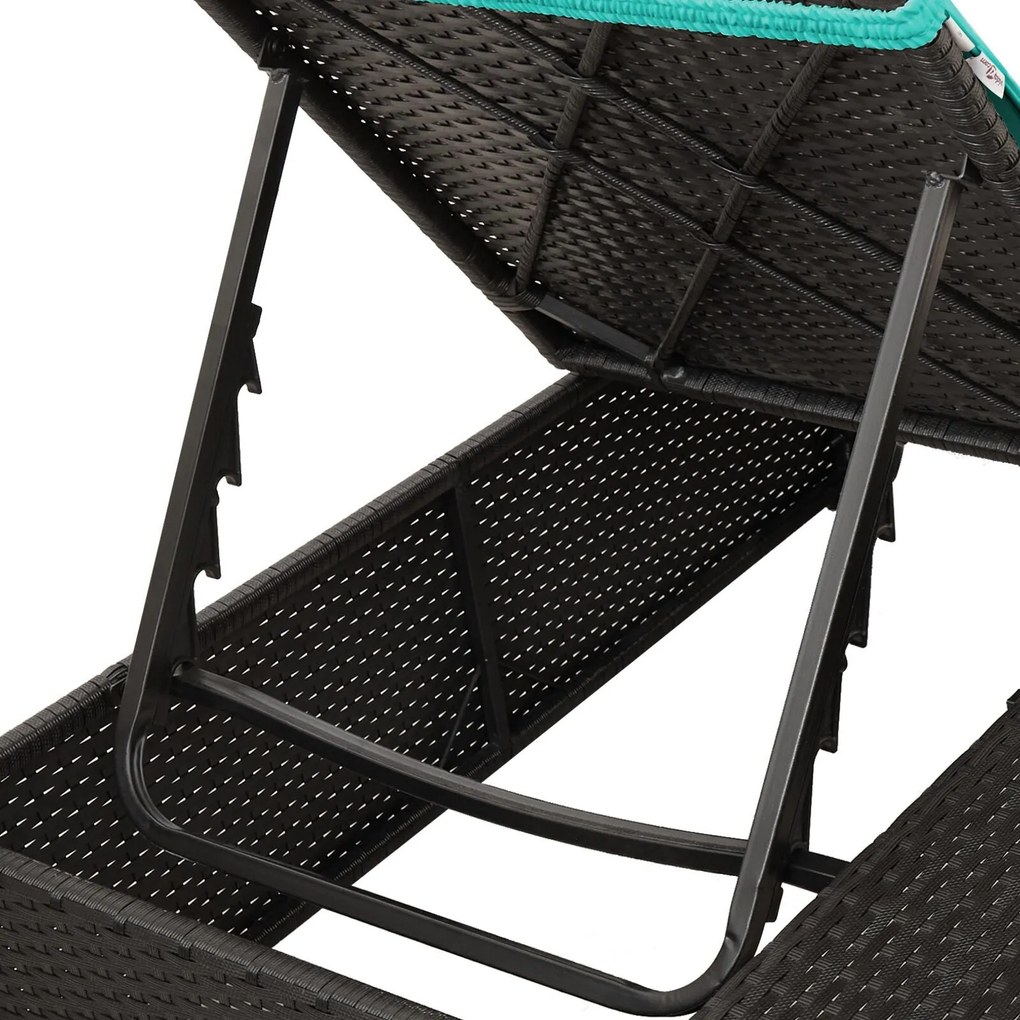 Double Sun Lounger Conjunto de 2 Preto e Turquesa
