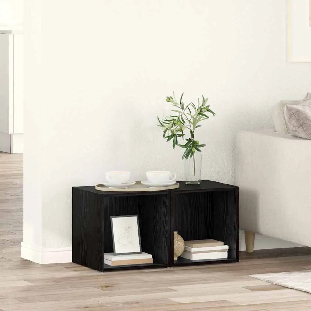 vidaXL Gabinete para TV 2 pcs Preto 37 x 35 x 37 cm Madeira processada