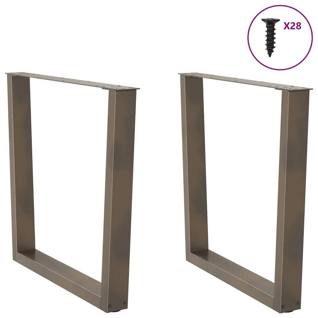 Pés para mesa de jantar em formato de V, 2 peças, aço natural, 80x(72-