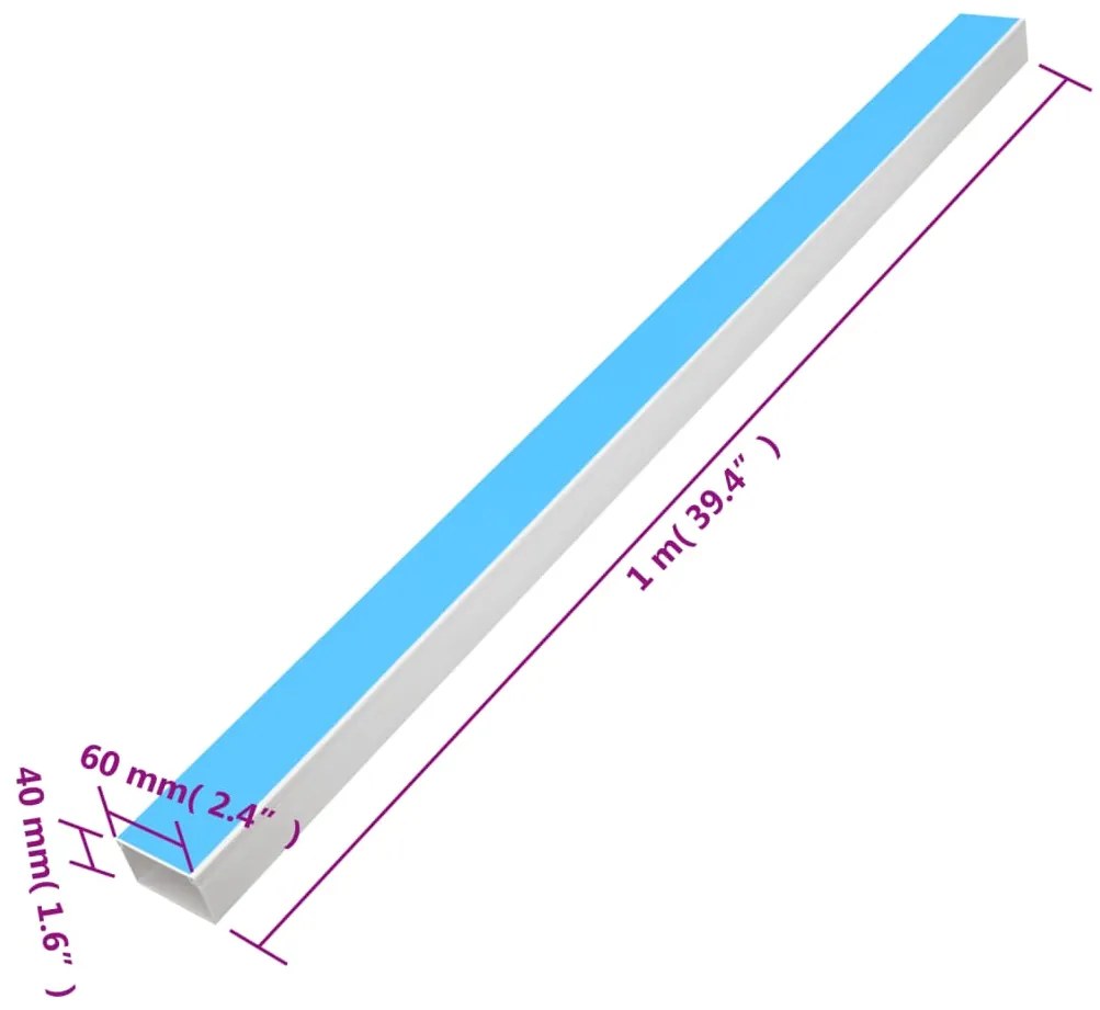 Calhas para cabos autoadesivas 60x40 mm 10 m PVC