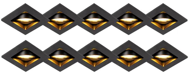 Conjunto de 10 focos embutidos pretos ajustáveis - Qure Design,Moderno