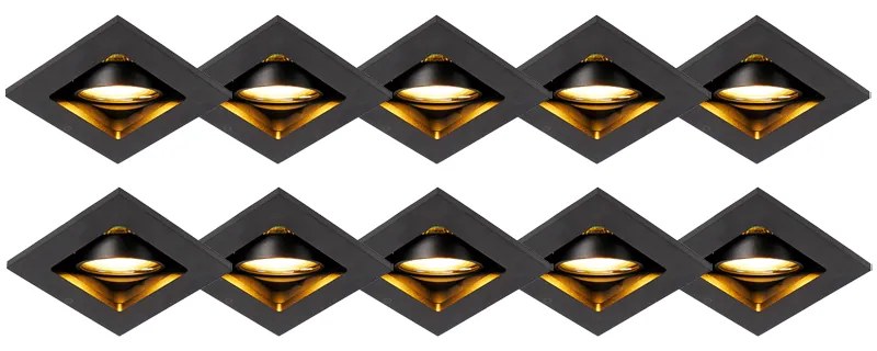 Conjunto de 10 focos embutidos pretos ajustáveis - Qure