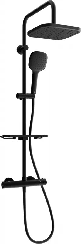 Mexen KT33 conjunto de duche de superfície com chuveiro de teto e misturadora termostática, preto - 771503393-70
