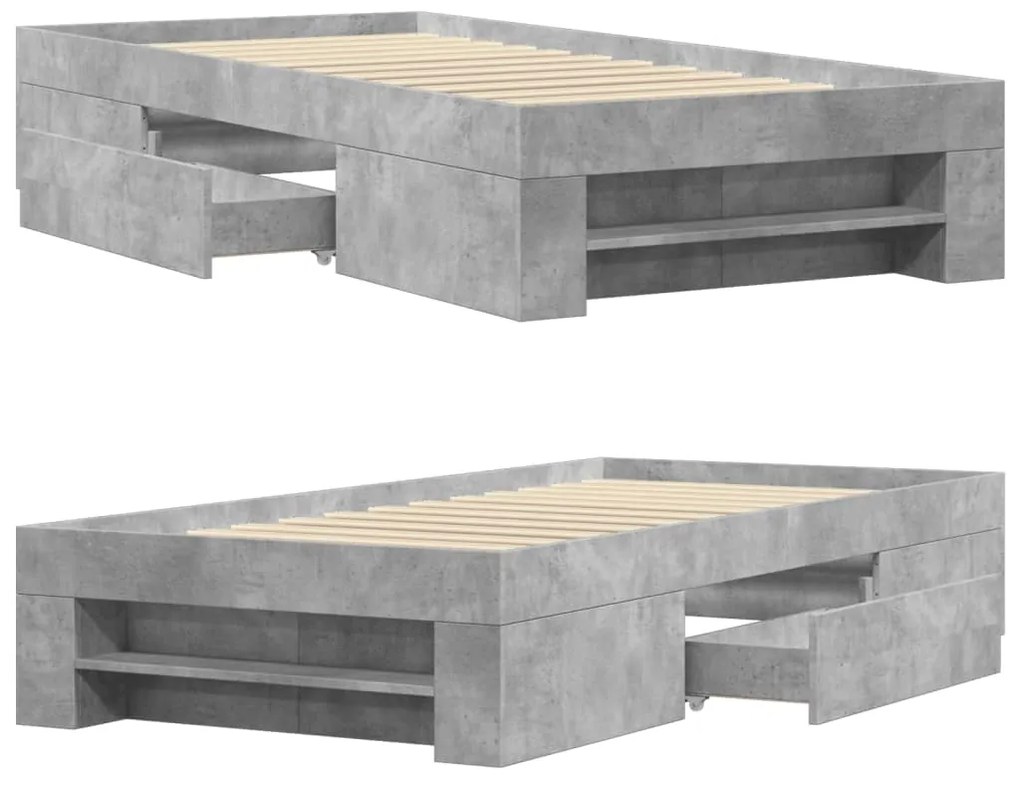 Estrutura de cama 90x190 cm derivados de madeira cinza cimento