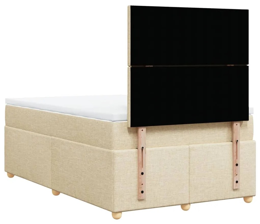 Cama boxspring com colchão 120x190 cm tecido cor creme