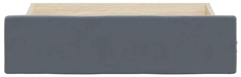 Gavetas de cama 2pcs derivados de madeira e veludo cinza-escuro