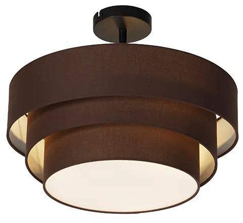 Candeeiro de teto moderno castanho 45 cm 3-luzes - Drum Trio Moderno