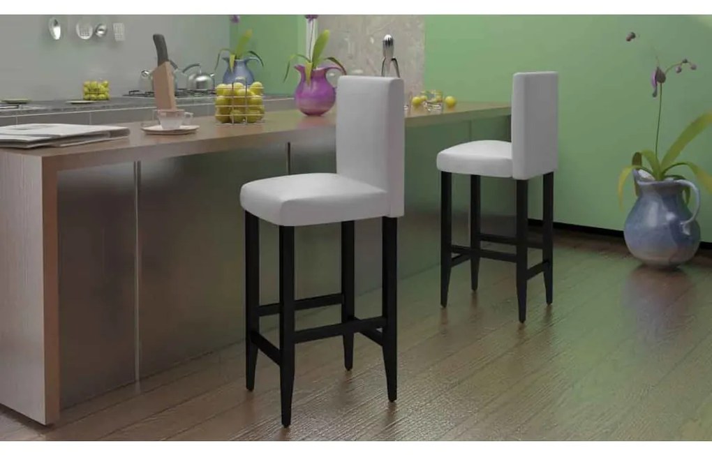 vidaXL Bancos de bar 4 pcs couro artificial branco