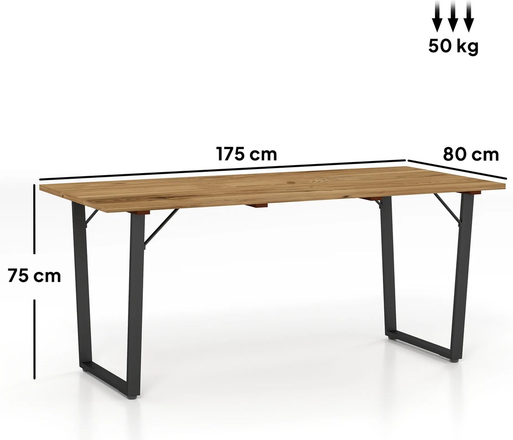 Mesa de Refeição para Jardim Retangular 175x80x75 cm com Orifício para Chapéu de Sol e Bancada em Ripas Madeira