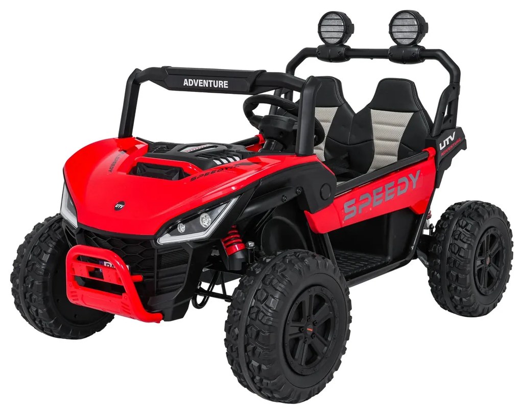 Buggy elétrico para Crianças SPEEDY 12V 4x4 Rodas de espuma EVA, Assento Couro ecológico Vermelho