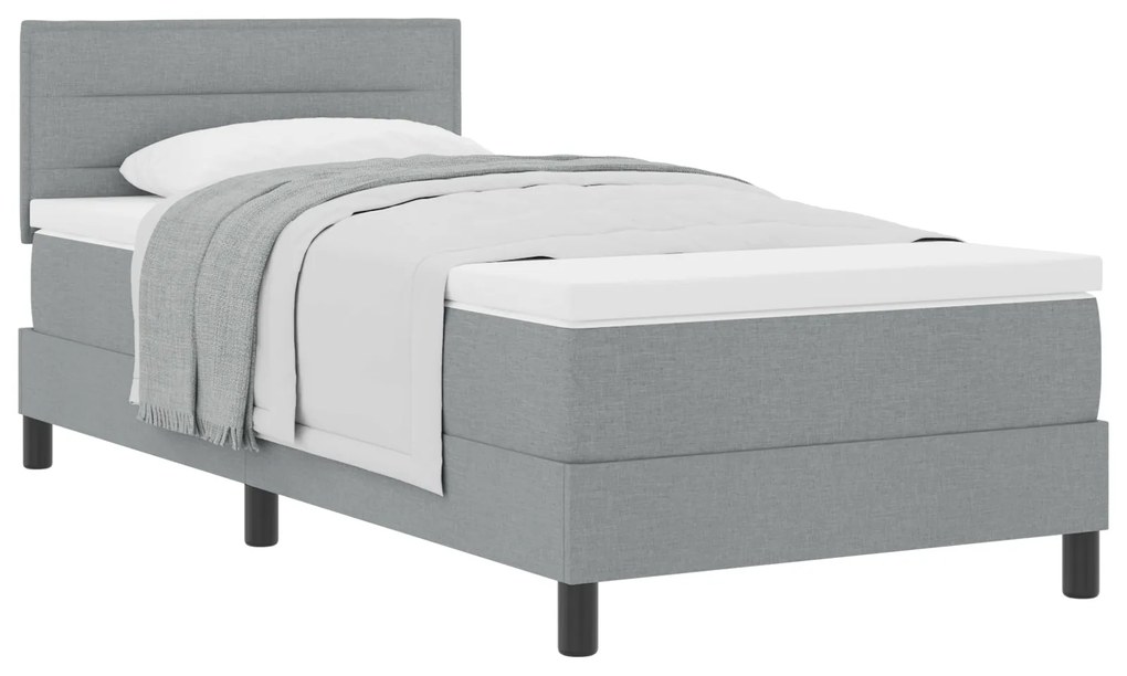 Cama Box Spring com Colchão Cinza Claro 100x200 cm Tecido