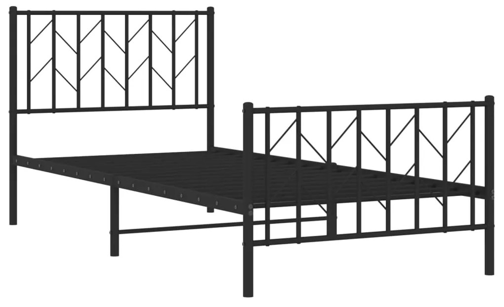 Estrutura de cama com cabeceira e pés 90x200 cm metal preto