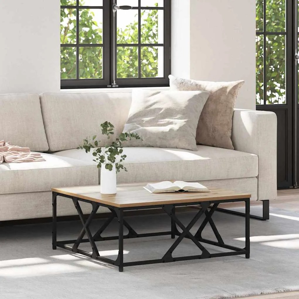 vidaXL Mesa de centro Carvalho Artesanal 70 x 70 x 30 cm