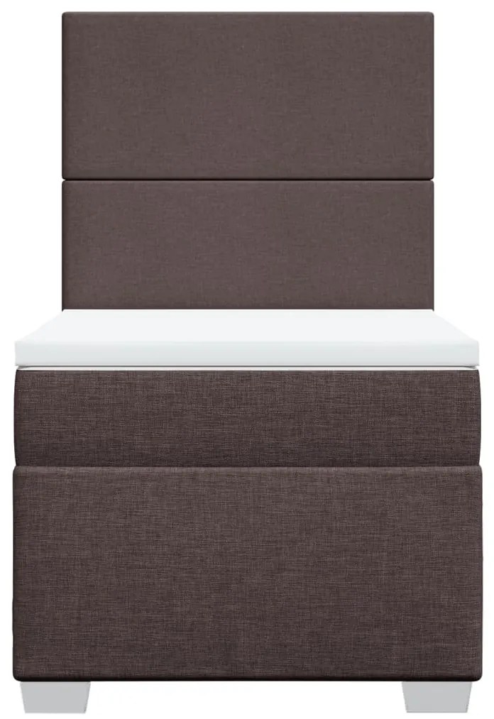 Cama com molas/colchão 100x200 cm tecido castanho-escuro