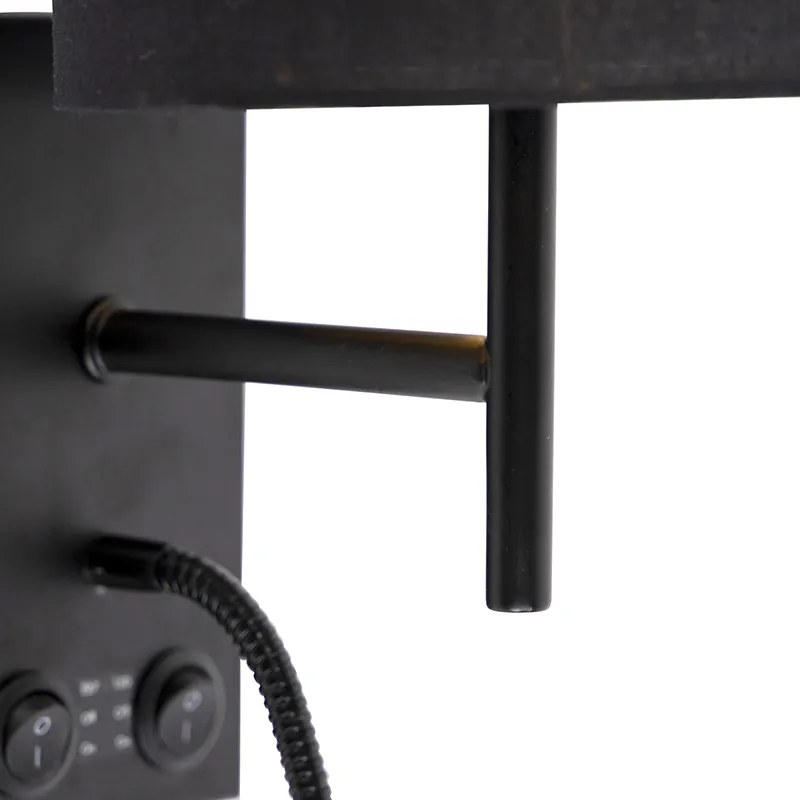 LED Candeeiro de parede moderno preto com abajur de algodão - Stacca Moderno