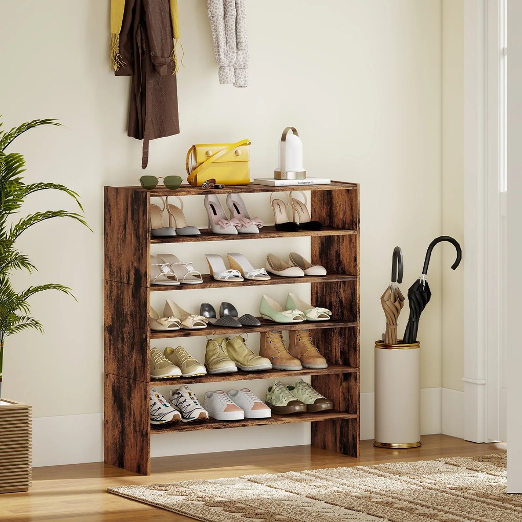Estante para Sapatos Modular, 78 x 30 x 89 cm, 6 Prateleiras, Castanho