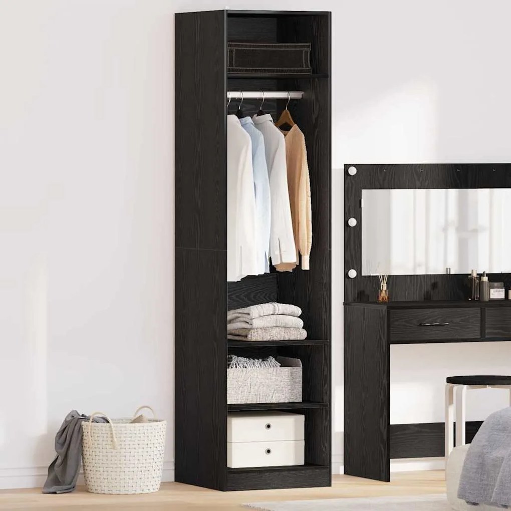 vidaXL Guarda-roupa com prateleira Carvalho preto Madeira processada