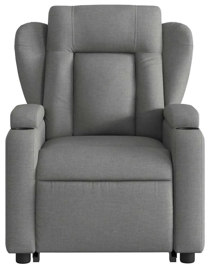 Poltrona elevatória de massagens tecido cinzento-escuro
