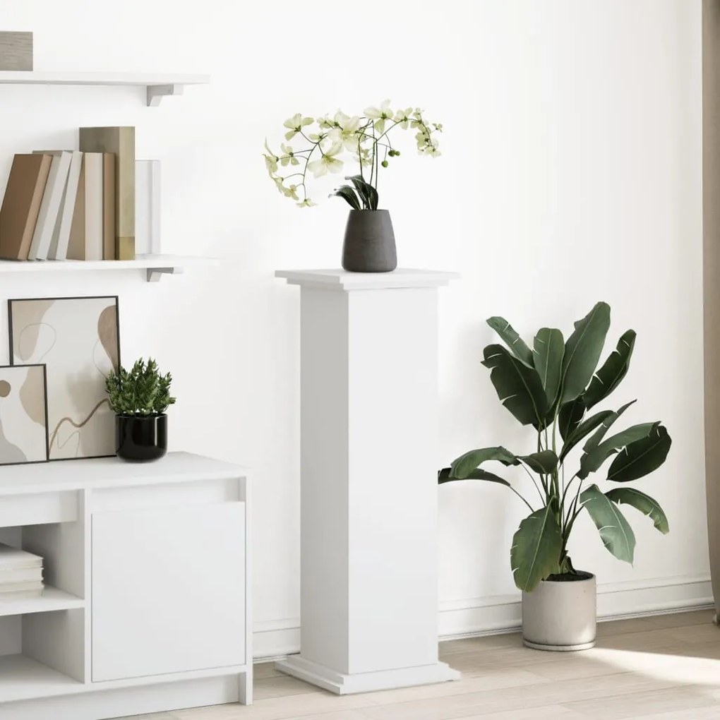 vidaXL Suporte expositor com arrumação derivados de madeira branco