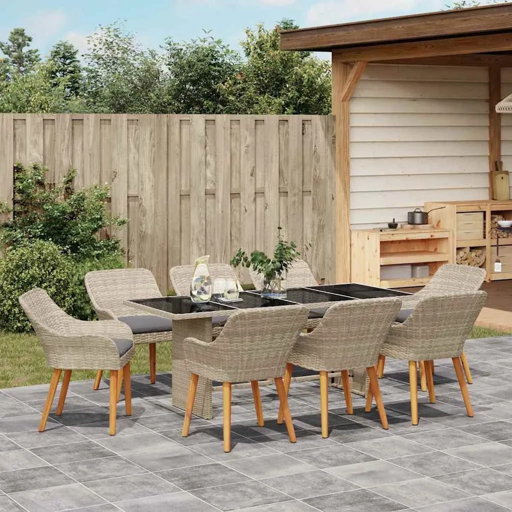 Conjunto de sala de jantar 9 pcs Cinzento-claro