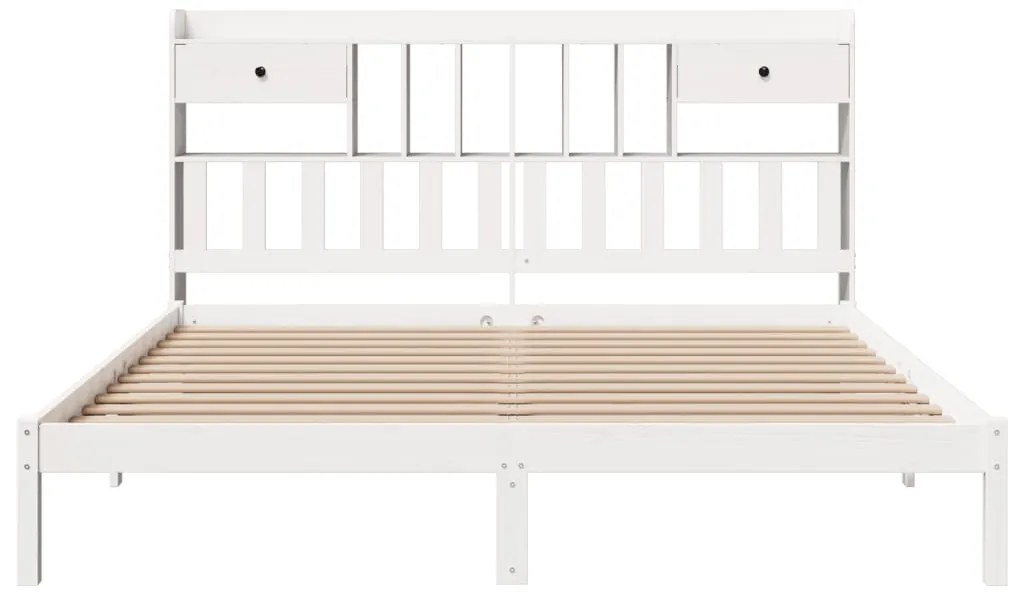 Cama com estante sem colchão 200x200 cm pinho maciço branco