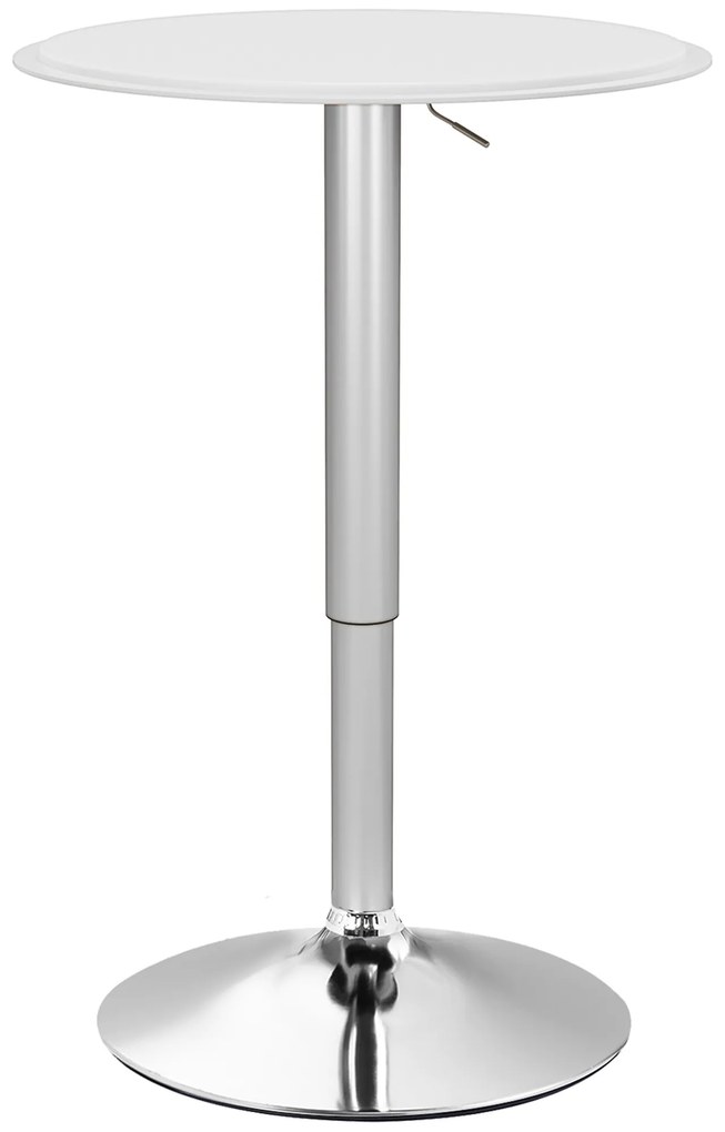 Mesa de Bar com Altura Ajustável Giratória 360° com Base Redonda Mesa Alta Moderna para Cozinha Ø63x67-93 cm Branco