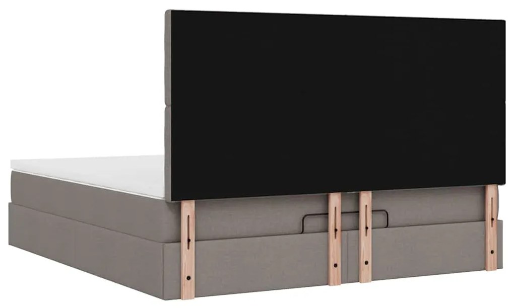 Estrutura de cama otomana com colchão tecido cinzento 160x200cm