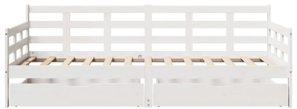 Sofá-cama c/ gavetas 90x190 cm madeira de pinho maciça branco