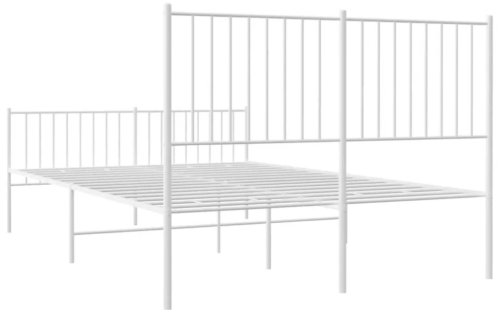 Estrutura de cama com cabeceira e pés 140x190 cm metal branco