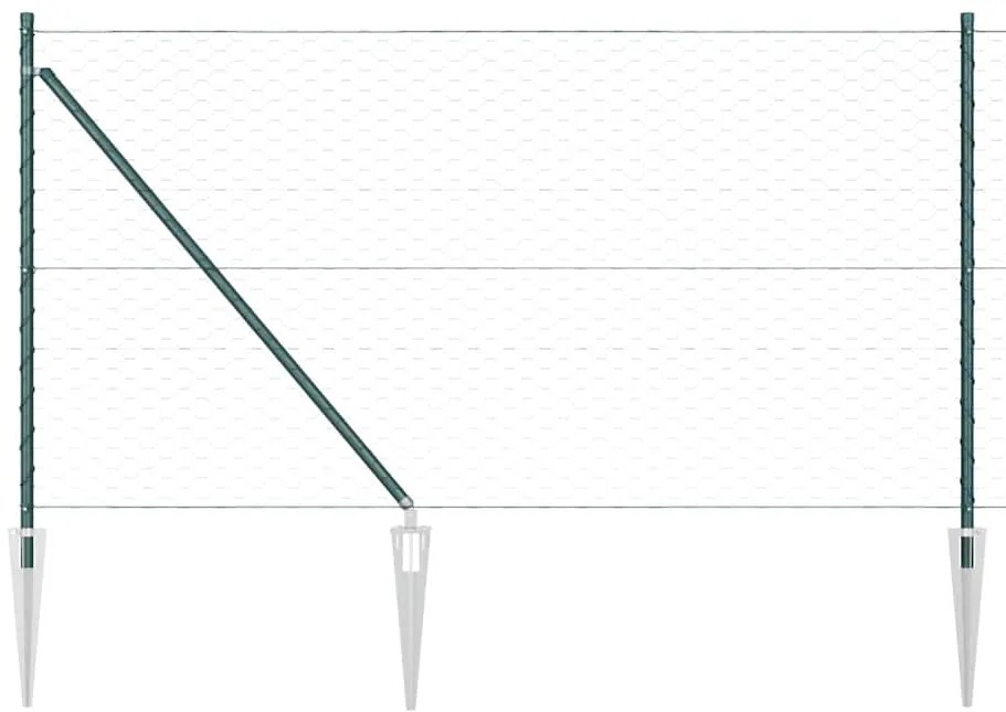 Cerca com Postes Verde 1 x 10 m Aço revestido de PVC