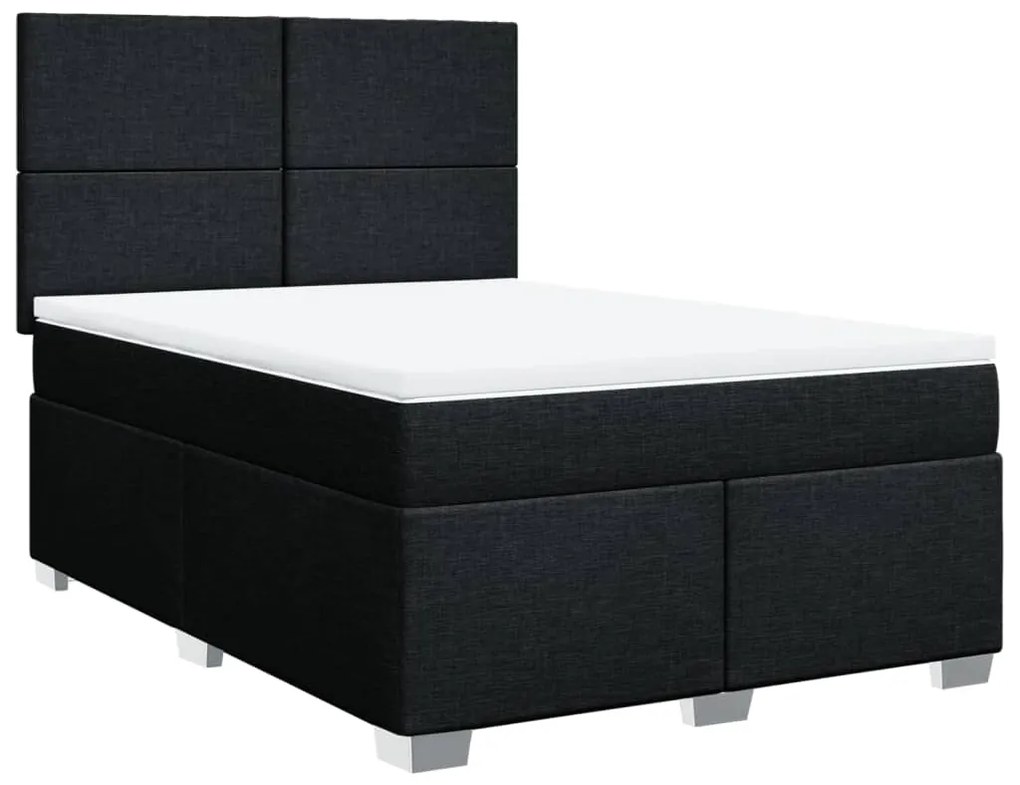 Cama com molas/colchão 140x200 cm tecido preto
