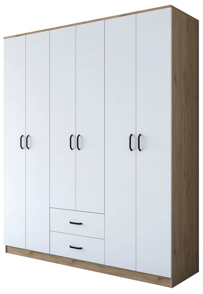 Roupeiro BA113 – Nogueira e Branco – 180 cm x 210 cm x 51,5 cm