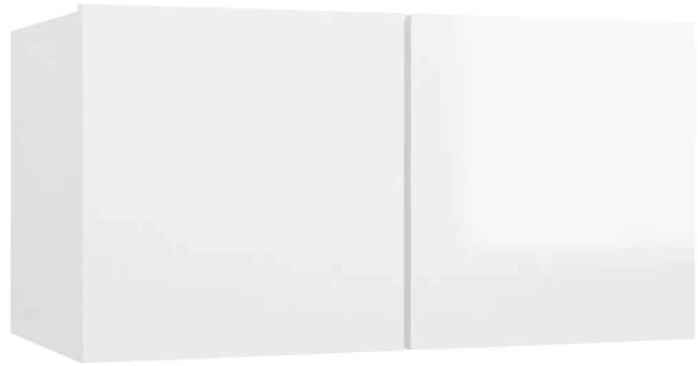6 pcs conjunto de móveis de TV contraplacado branco brilhante