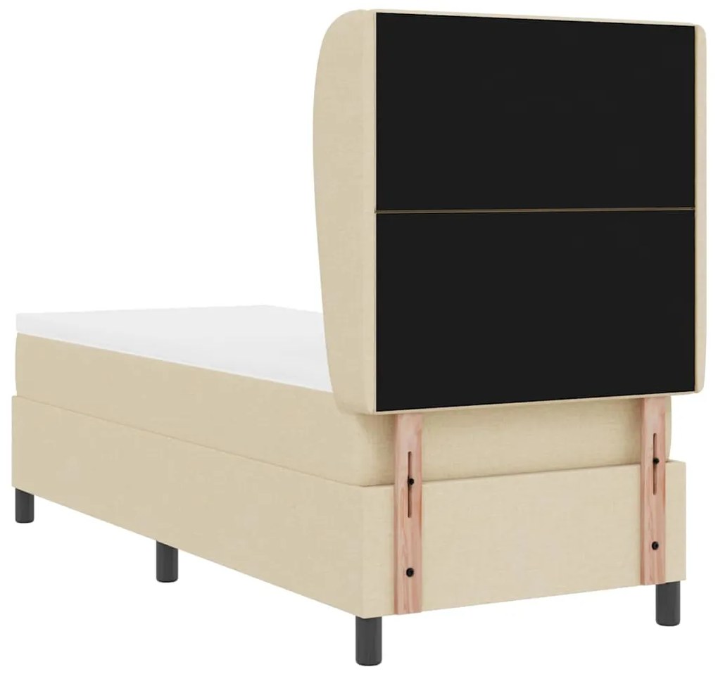 Cama Box com Colchão - Creme, 80x200 cm de Tecido