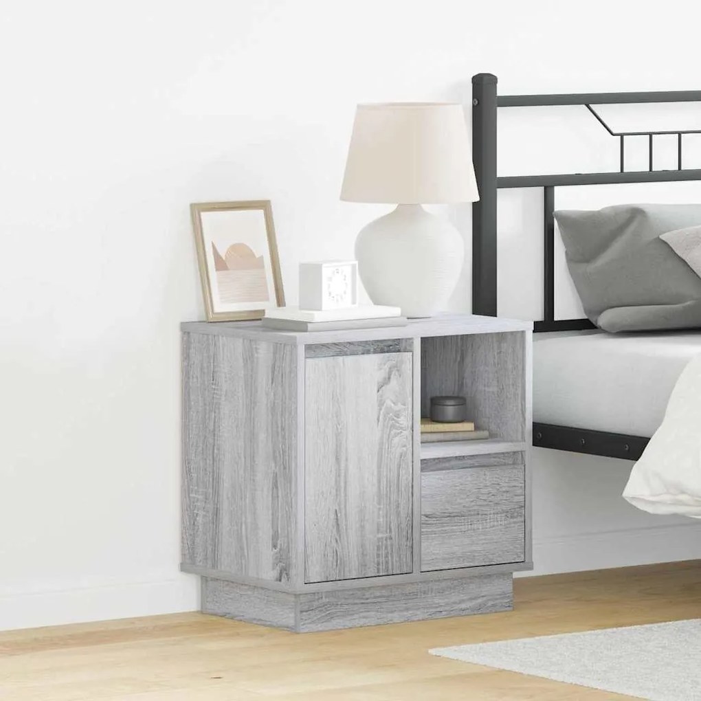 Cômodas de Canto com LED 2 pcs Cinza Sonoma 50x34,5x50 cm