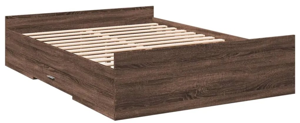 Estrutura de cama gavetas derivados madeira carvalho castanho