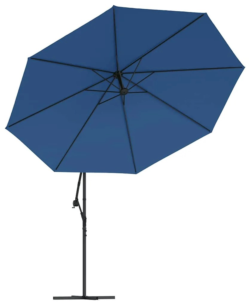 Guarda-sol de jardim cantilever c/ poste alumínio 350 cm azul
