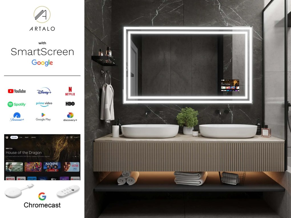 Espelho LED com moldura para casa de banho M3
