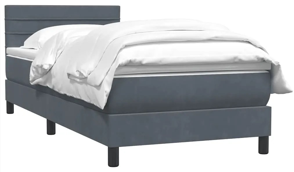 Cama com molas/colchão cinza-escuro 80x210 cm veludo